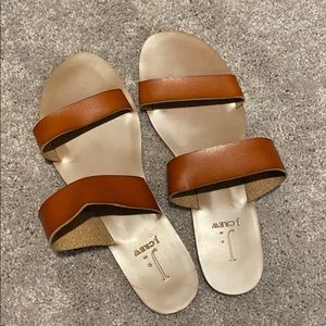 J by J Crew Brown Band Slides